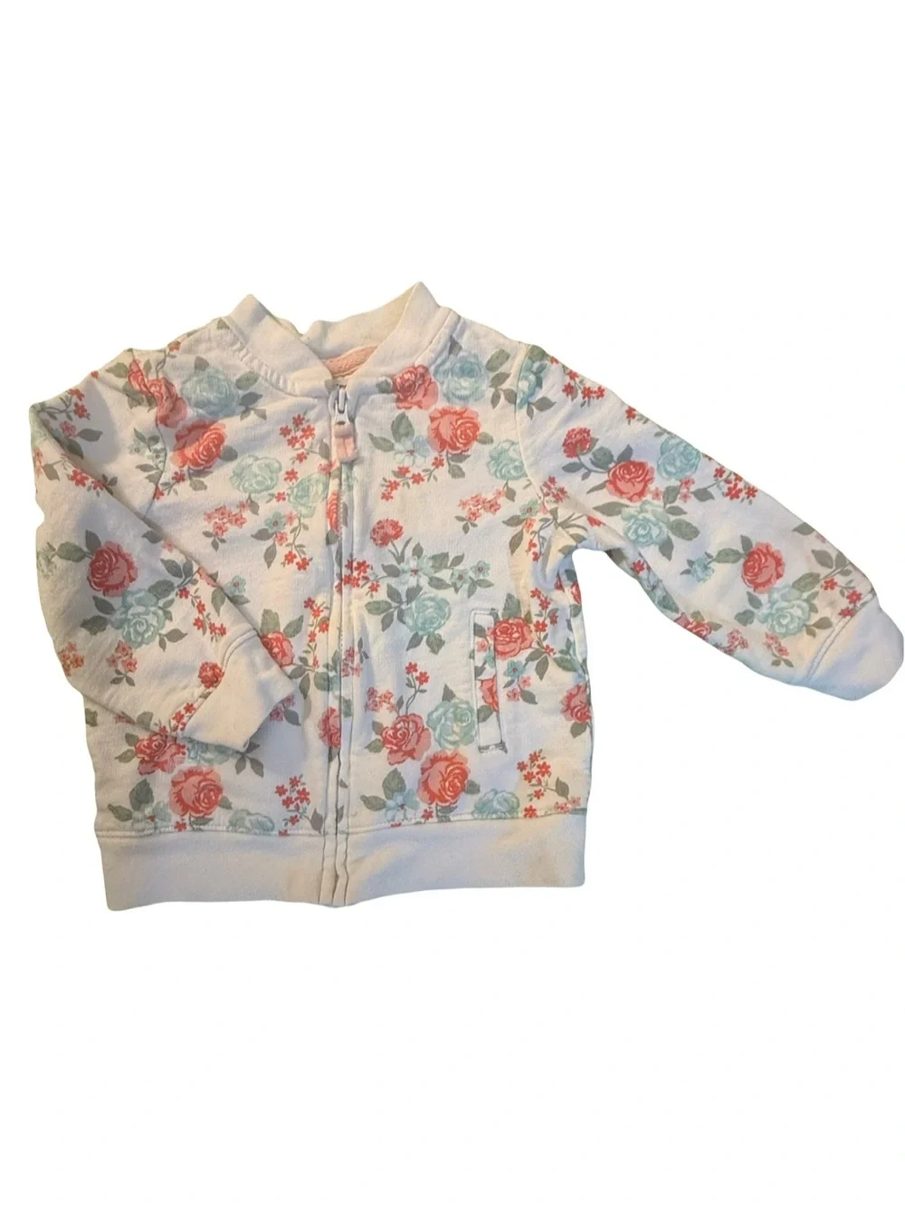 Carter's Cream and Pink Baby Hoodie Set with matching overalls